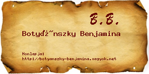 Botyánszky Benjamina névjegykártya